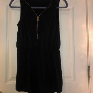 black zip down romper